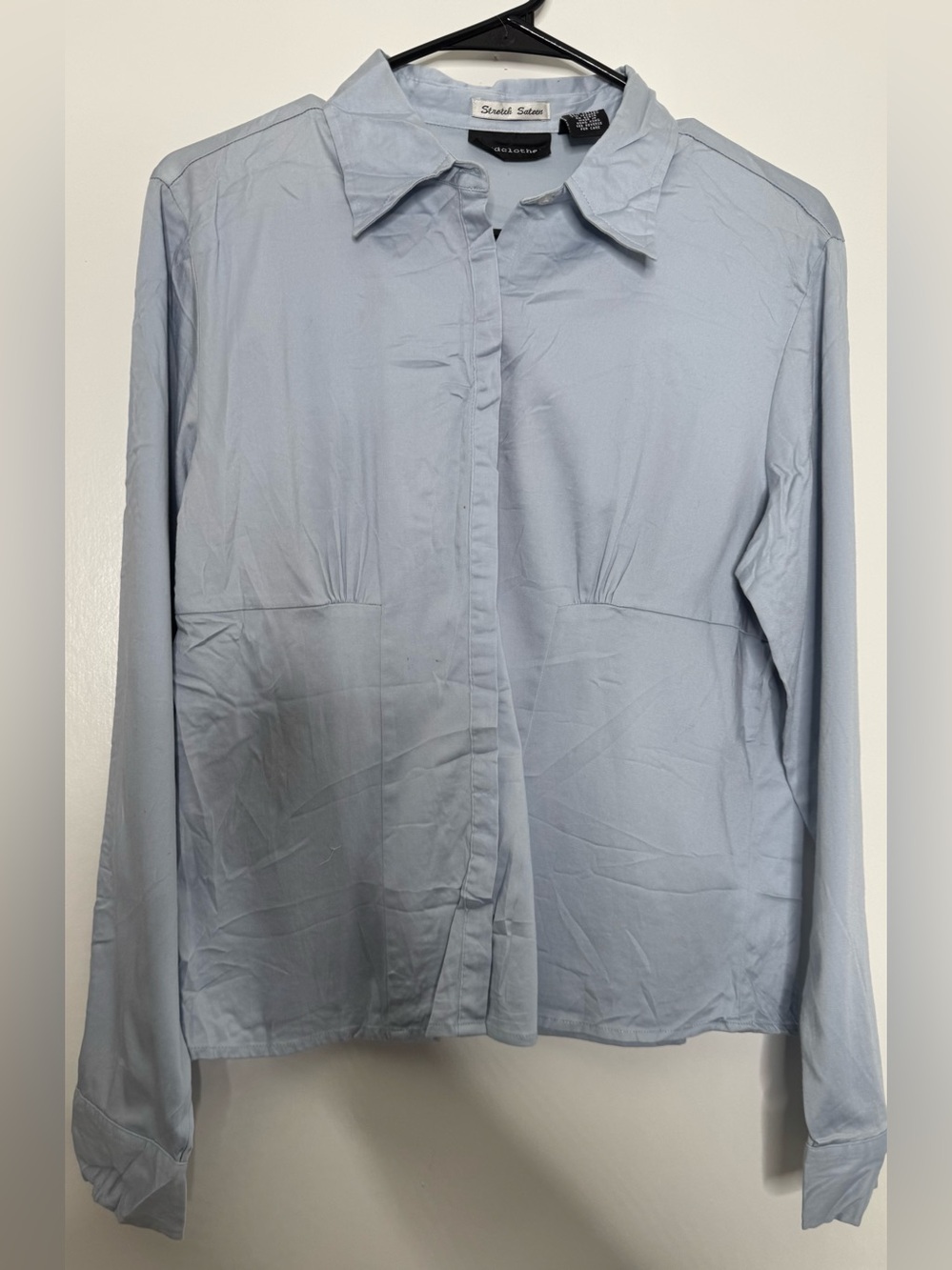 Goodclothes Light Blue Women's Button-Down Shirt stretch soft LG cotton blend